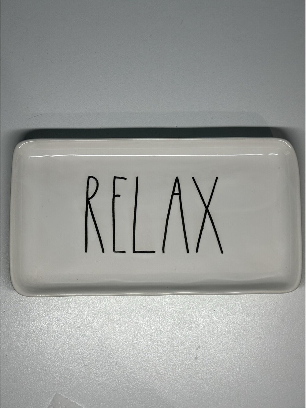 Rae Dunn Serving Platter RELAX Tray 9x5 White Ceramic